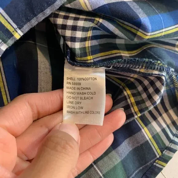 Gianni Bini Top Womens XS Extra Small Blue Tartan Plaid Serena Tie Bell Sleeves - Picture 9 of 11